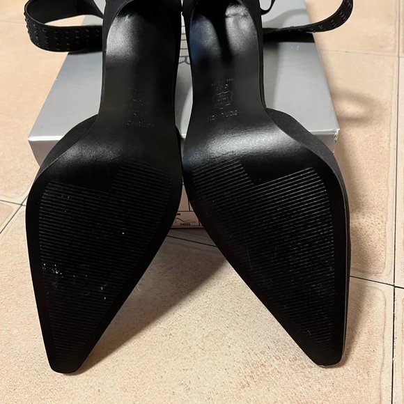 Metaphor Black Dress Heels w/Black Rhinestone Ankle Strap - 8.5 - Picture 4 of 5
